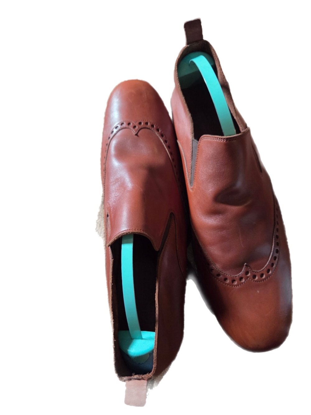 Heschung Vintage Men's Brown Leather Slip-On Brogue Loafers S - Picture 3 of 6